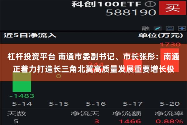 杠杆投资平台 南通市委副书记、市长张彤：南通正着力打造长三角北翼高质量发展重要增长极