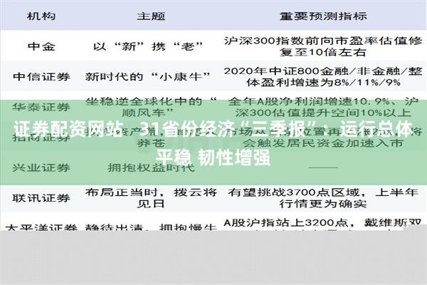 证券配资网站   31省份经济“三季报”：运行总体平稳 韧性增强